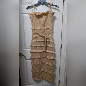 V. Chapman The Lily Dress in Warm Sand Size 6 Brown Tan